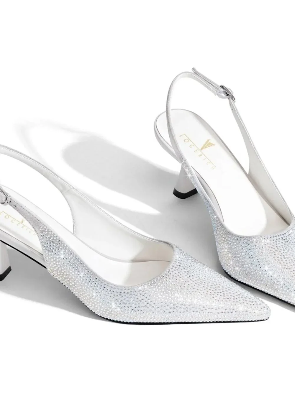 Women's Multicoloured Kitten Slingback Low Heels Dress Shoes Closed Toe Pumps